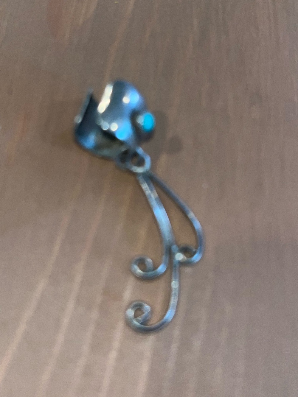Ear cuff sterling silver handmade with genuine turquoise 925 Navajo euc bohemian
